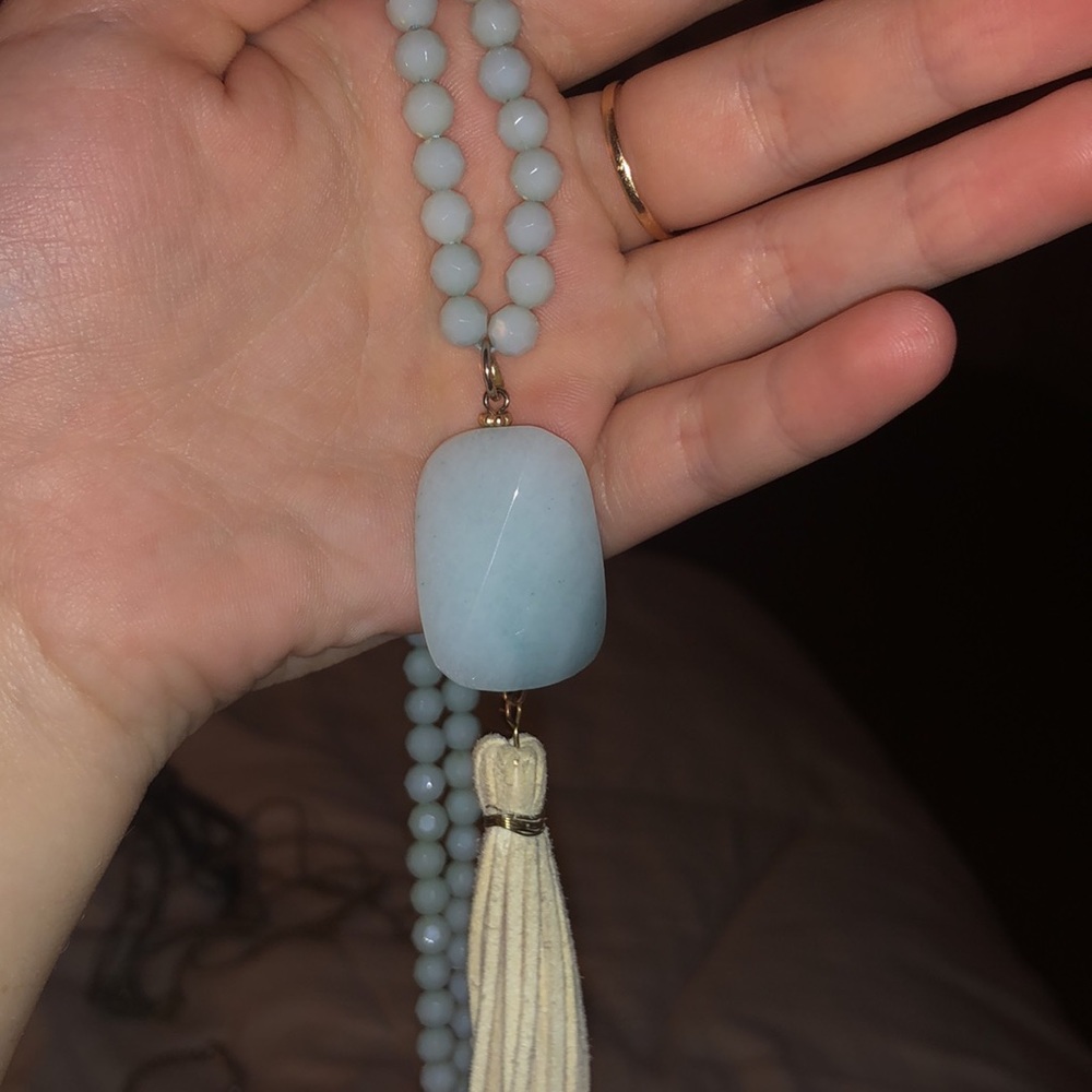 Mint Green Tassel Necklace